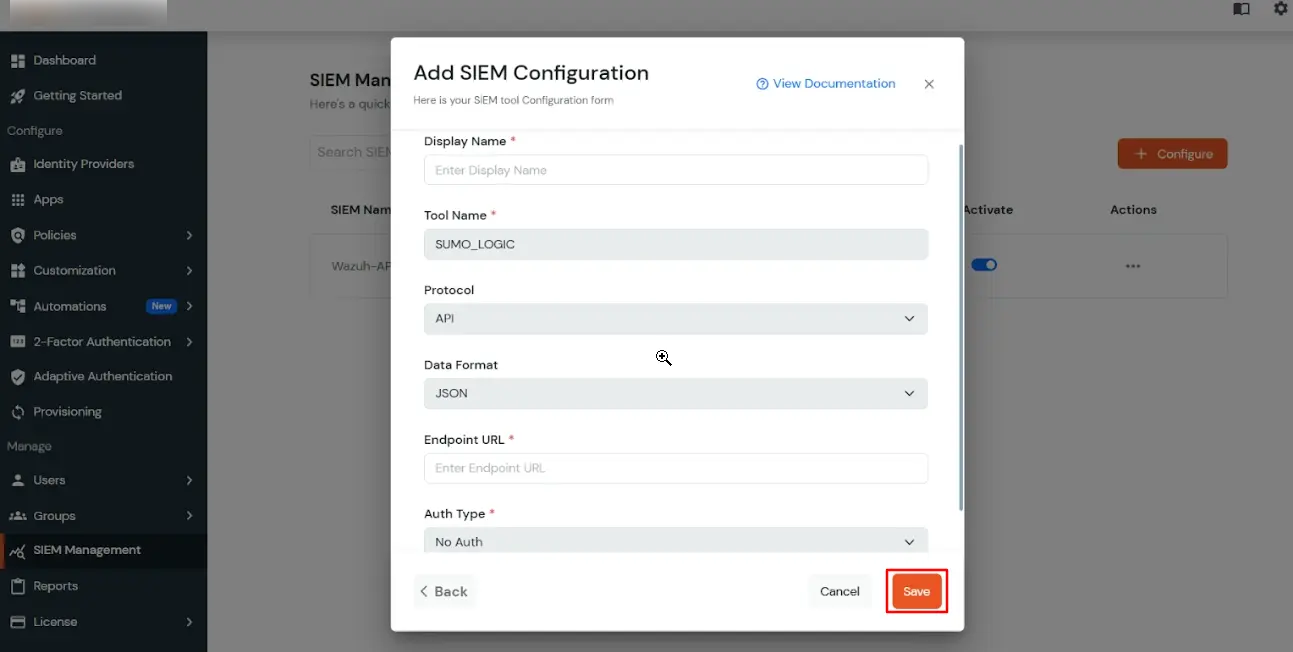  miniOrange Audits in Wazuh ADD SIEM Configuration