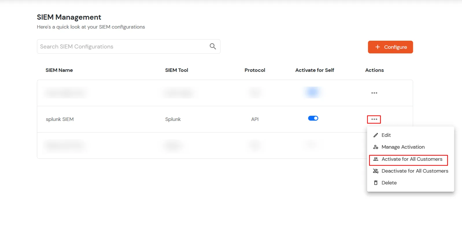Select Activate For All Customers 