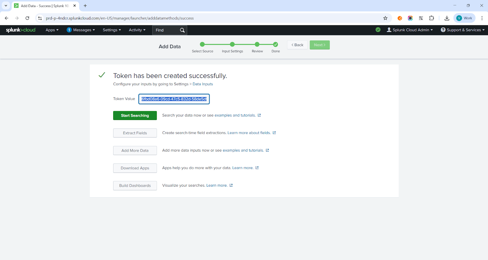 Splunk Single Sign-On (sso) Token Created