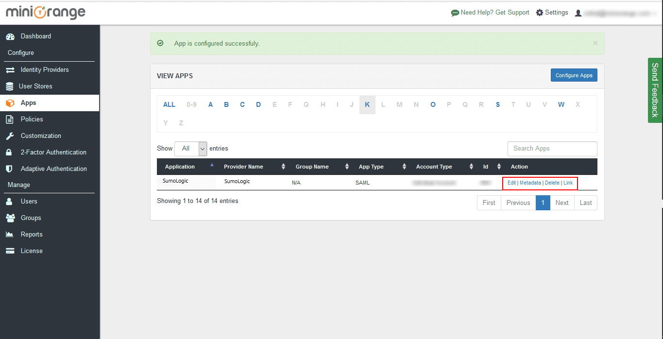 SumoLogic Single Sign On (sso) download certificate