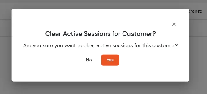 Clear Active Sessions Confirmation