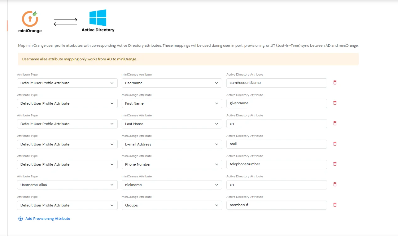 miniOrange Partner Portal Handbook: Import Username Alias from Active Directory