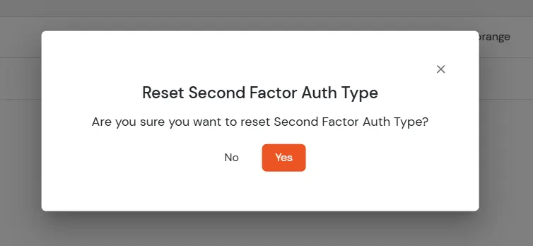Reset Second Factor Confirmation
