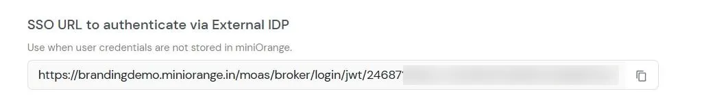 miniOrange Identity Platform Partner Portal Handbook: SSO URL External IDP Configuration
