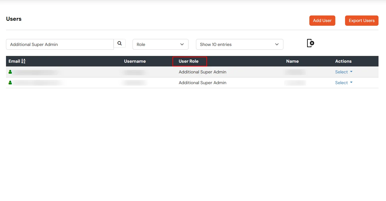 miniOrange Partner Portal Handbook: User role column