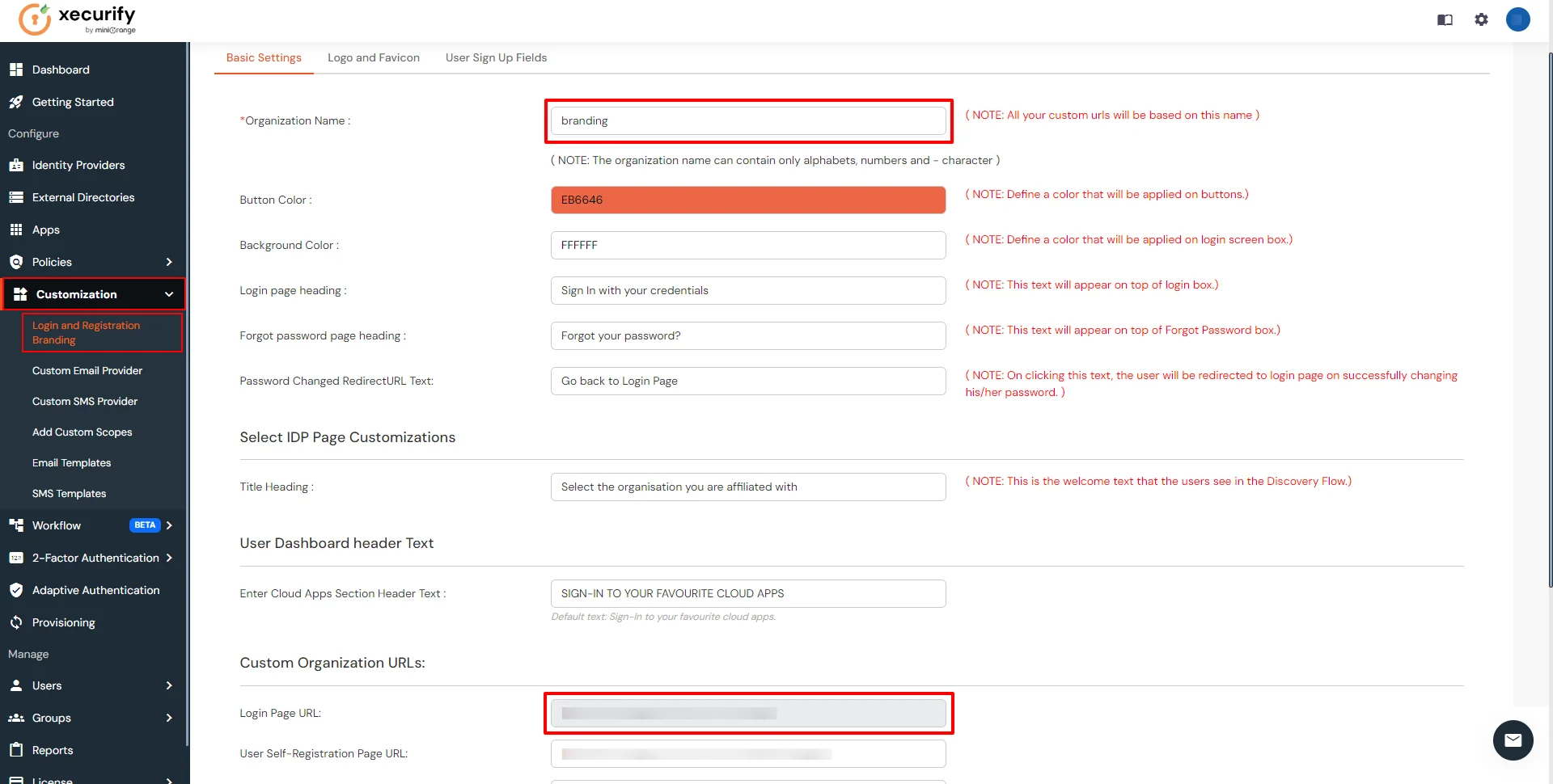 Multi Factor authentication for Oracle DB  : setting up branding