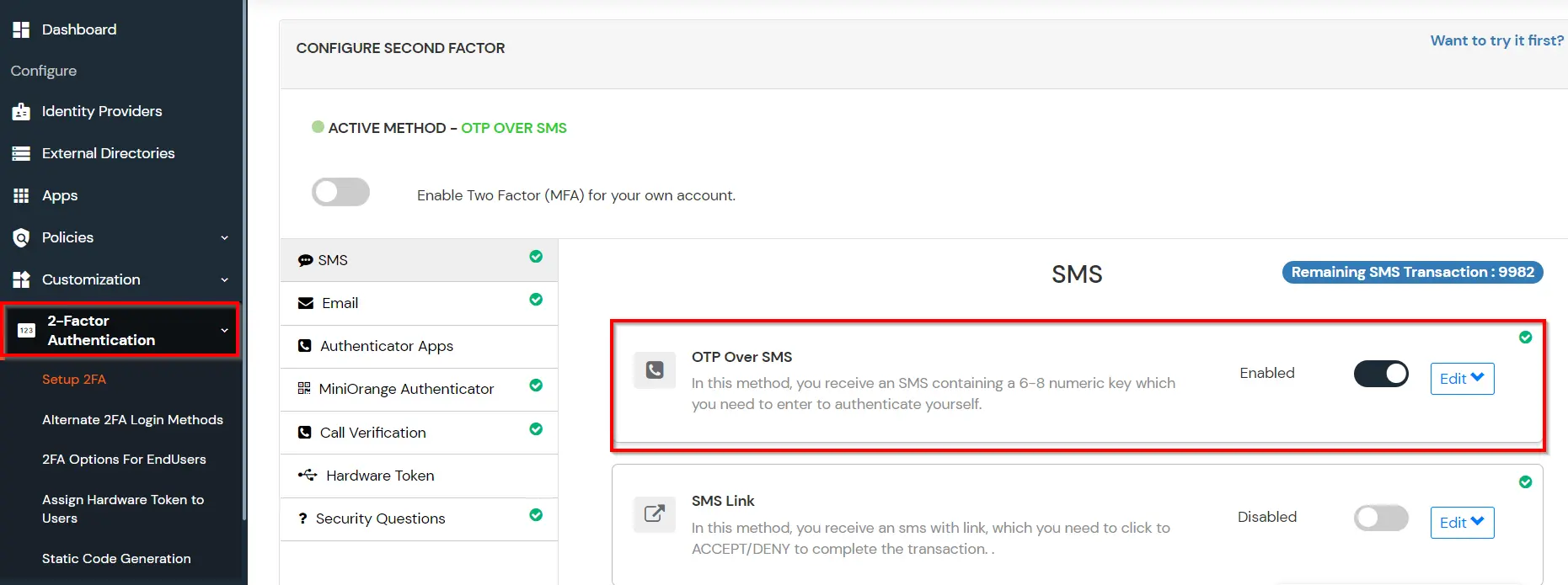 MFA/Two-Factor Authentication(2FA) for ClearPass  Configure 2FA Panel