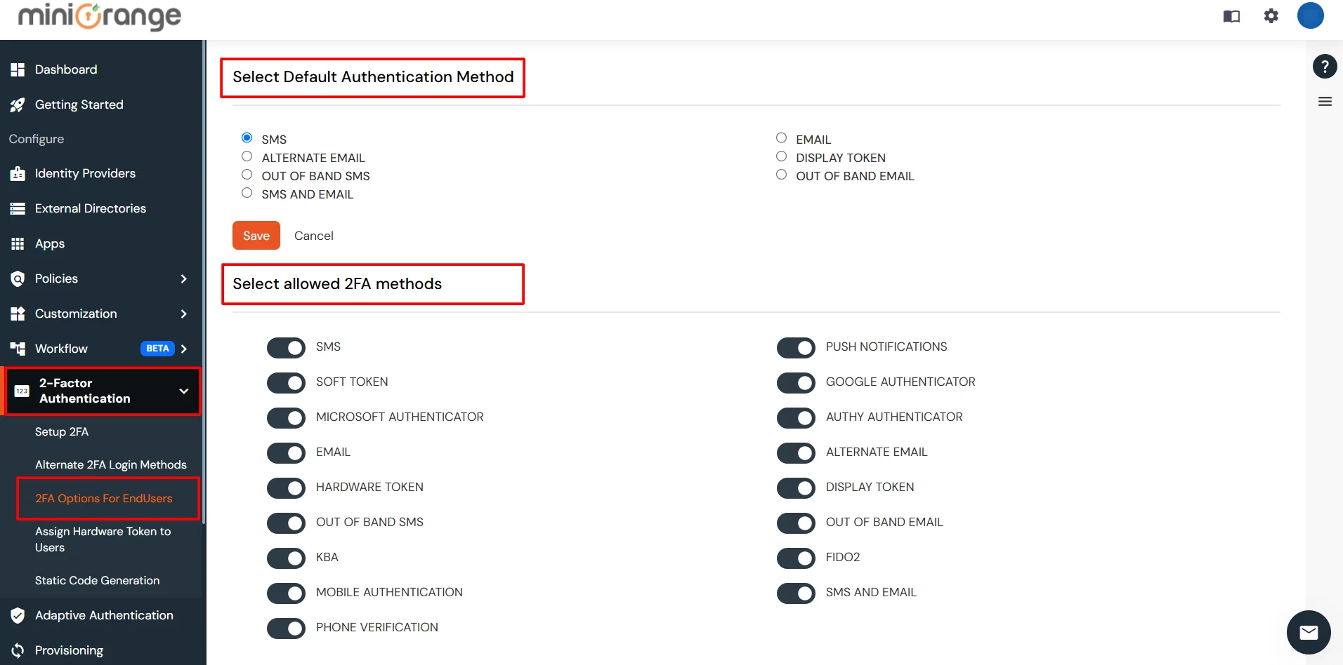 MFA/Two-Factor Authentication(2FA) for   Configure 2FA Panel