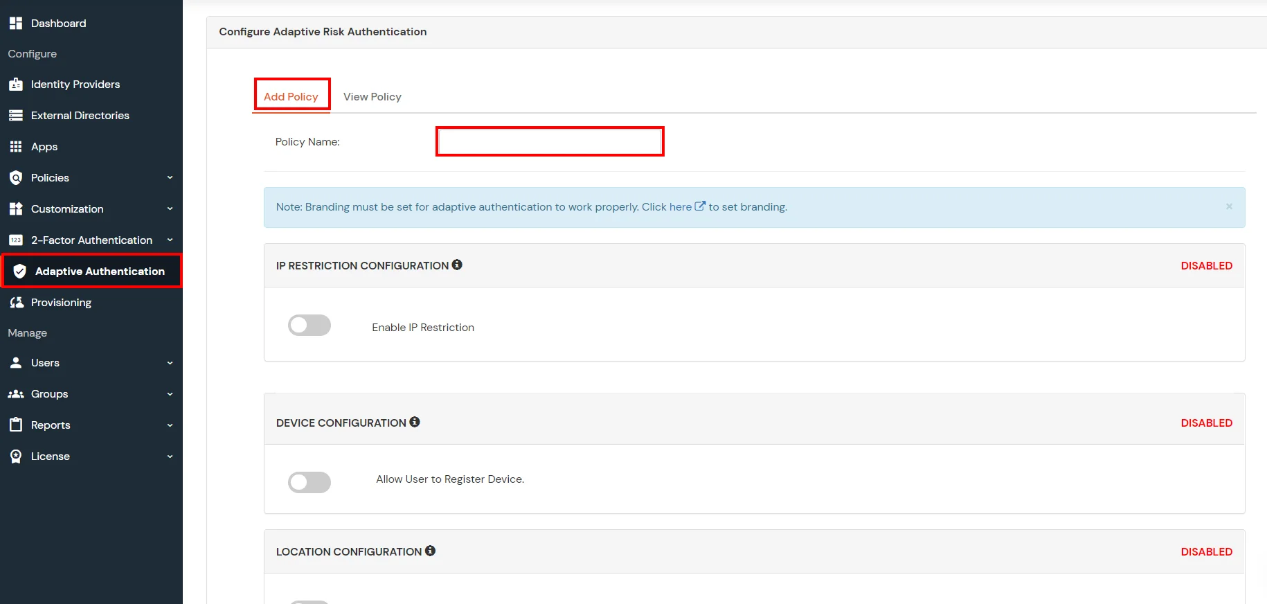 Zendesk IP Restriction: Restrict Access adaptive authentication policy