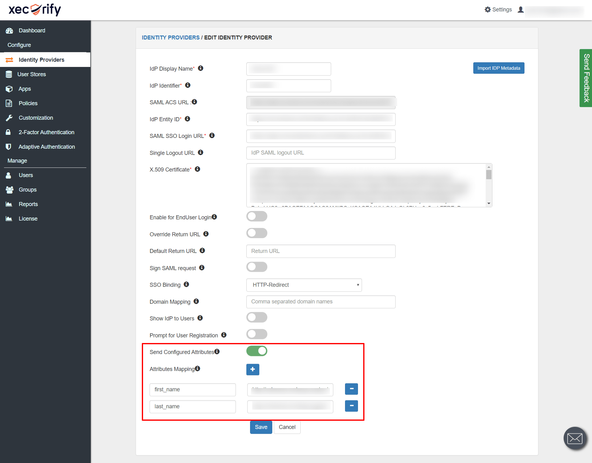 Thinkific Single Sign-On (SSO): send-configured-attributes