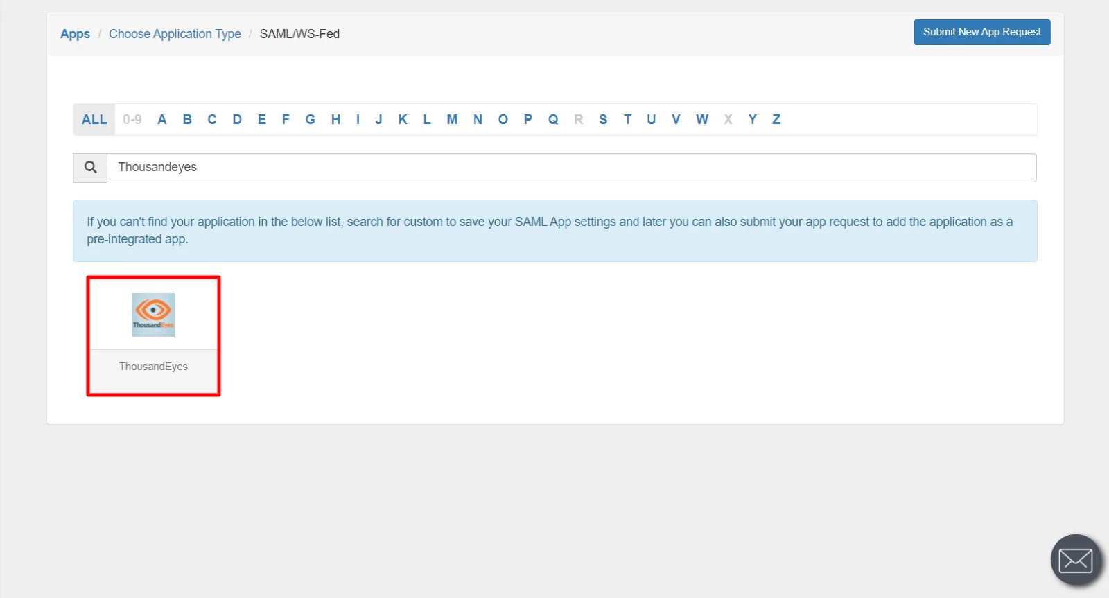 ThousandEyes Single Sign-On (SSO) manage apps