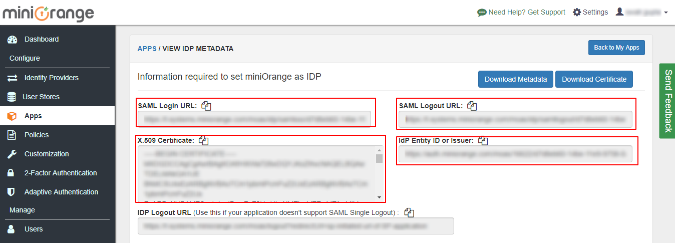 TimeOffManager sso metadata values