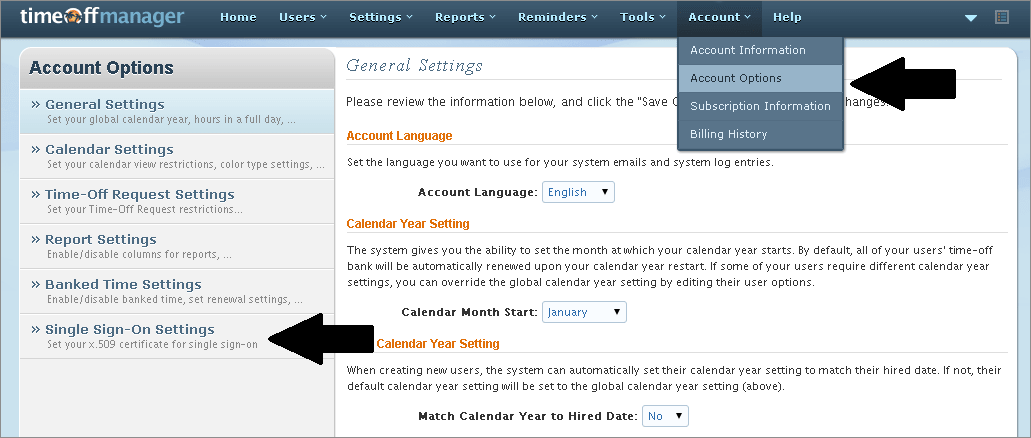 timeoffmanager sso admin login