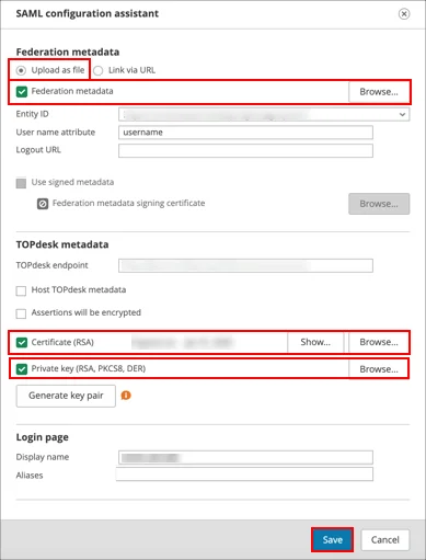 Configure TOPdesk SAML SSO: Upload metadata file