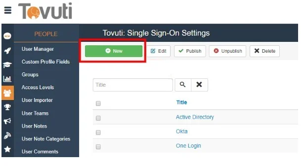 Tovuti LMS Single Sign On (sso) SSO Settings