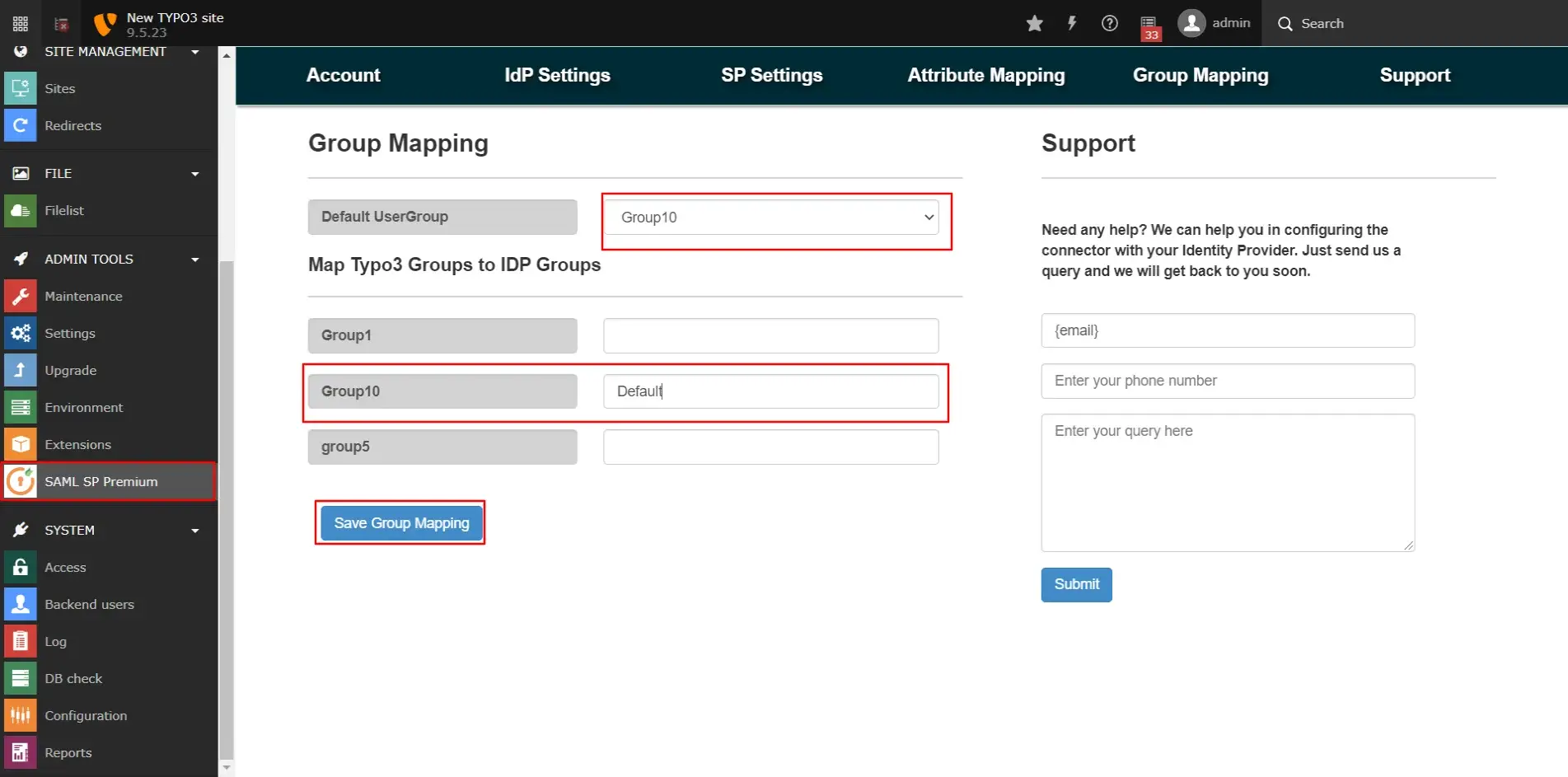 TYPO3 SSO group mapping