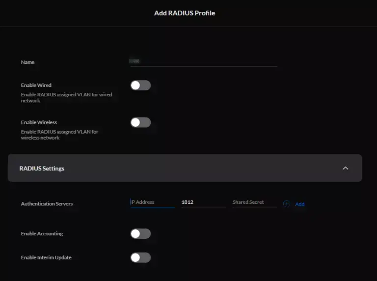 Ubiquiti 2FA: Radius Setting