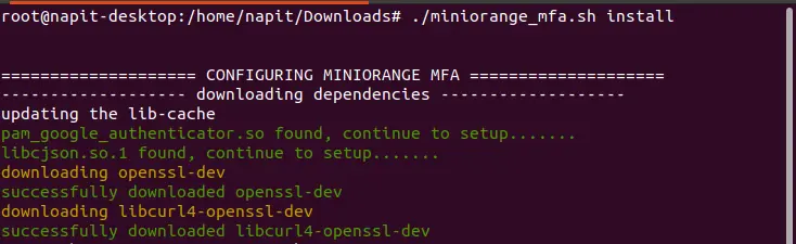 Ubuntu multi-factor authentication 2FA/MFA run command