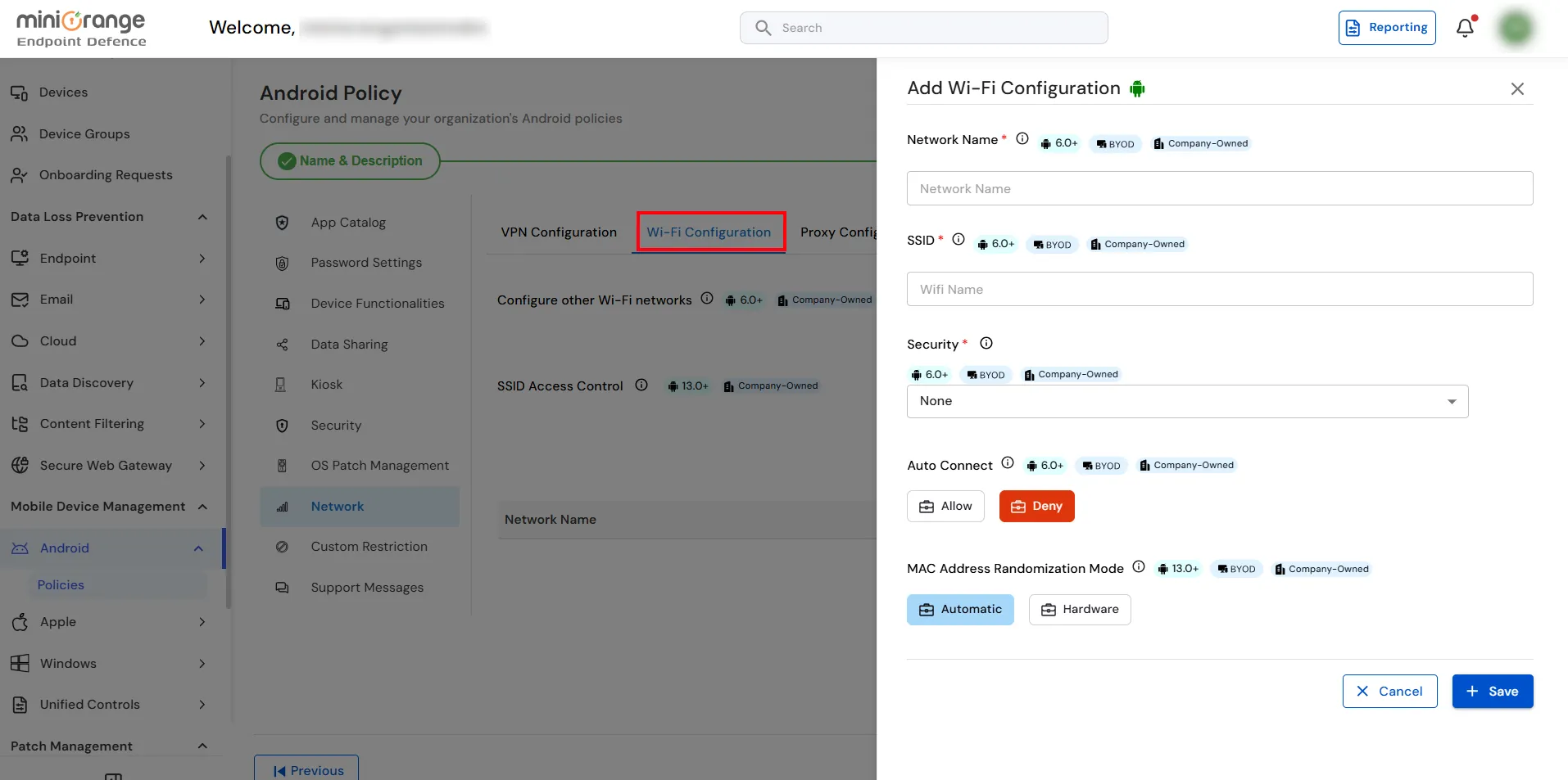 Configure Wi-Fi settings