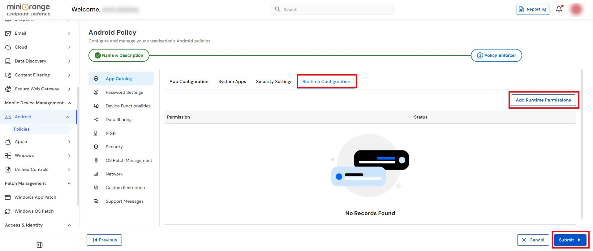 Configure runtime permissions for Android Enterprise MDM policy and BYOD enrollment