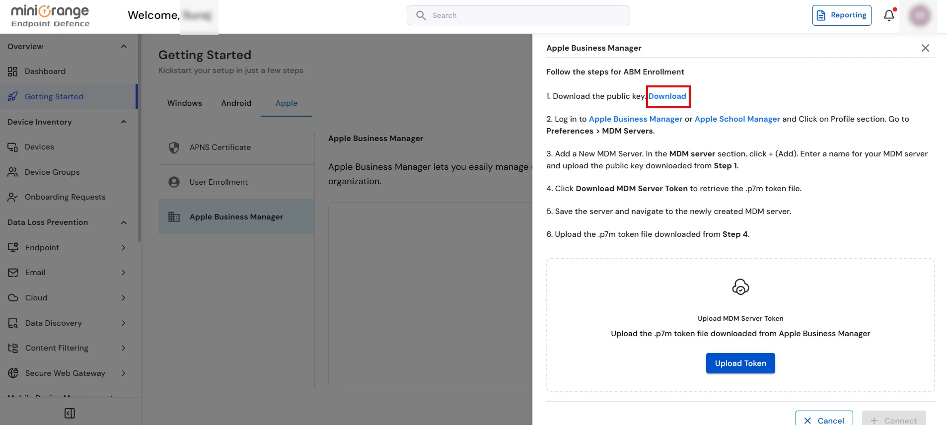 Download Public Key from miniOrange UEM