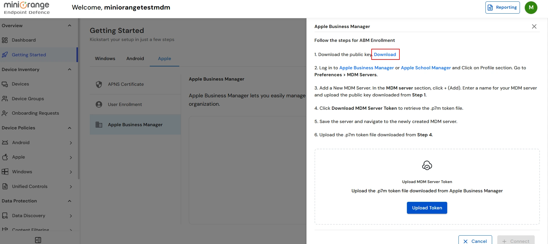 Download Public Key from miniOrange UEM