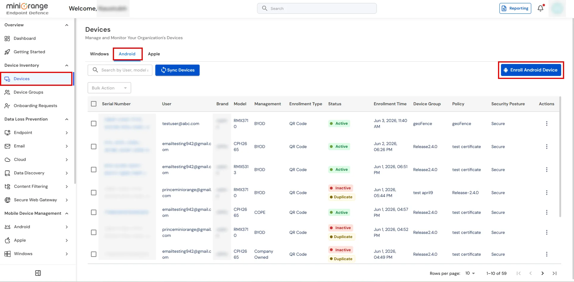 Enroll Android devices into Android Enterprise MDM from miniOrange UEM device management console