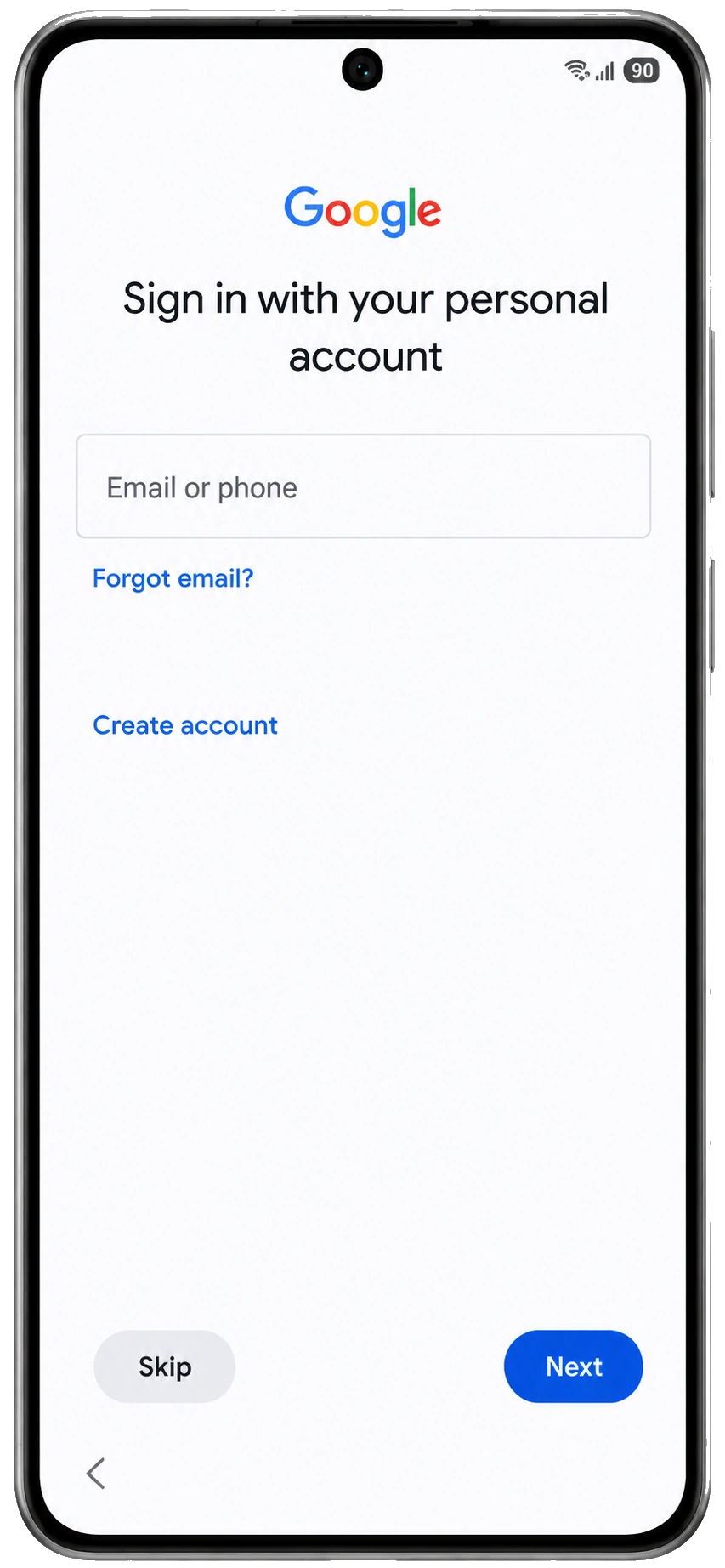 Sign in with personal Google account during COPE enrollment
