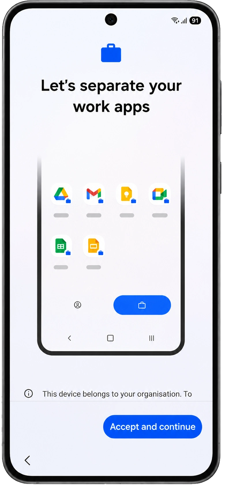 Let's separate your work apps screen for COPE work profile creation