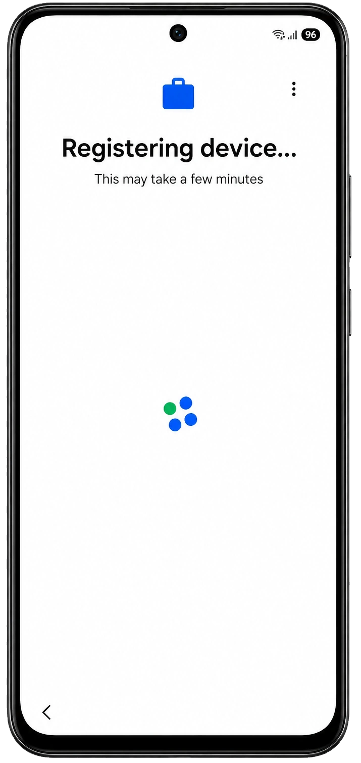 Android company-owned enrollment registering device with organisation