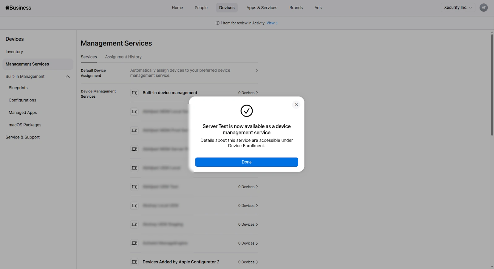 ABM server connection successful