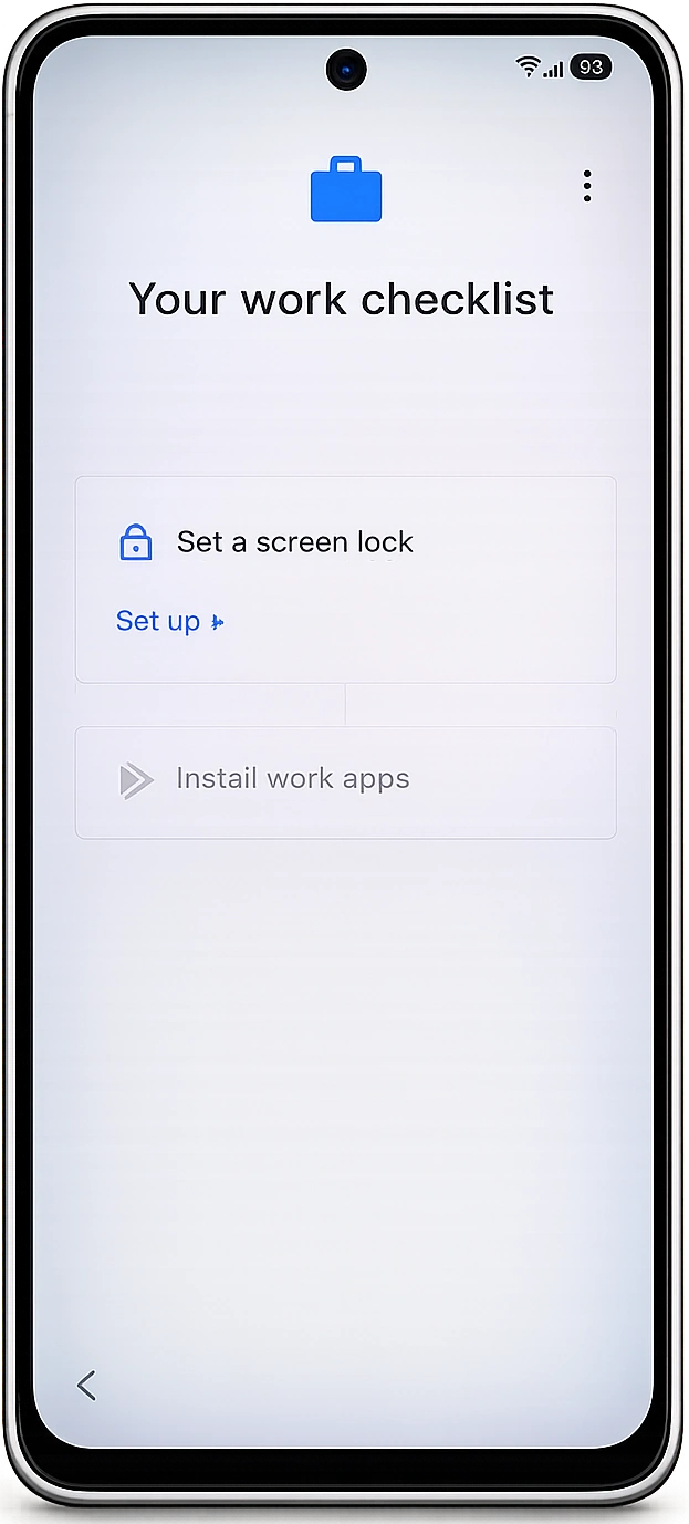 Android set your password or screen lock during company-owned device enrollment