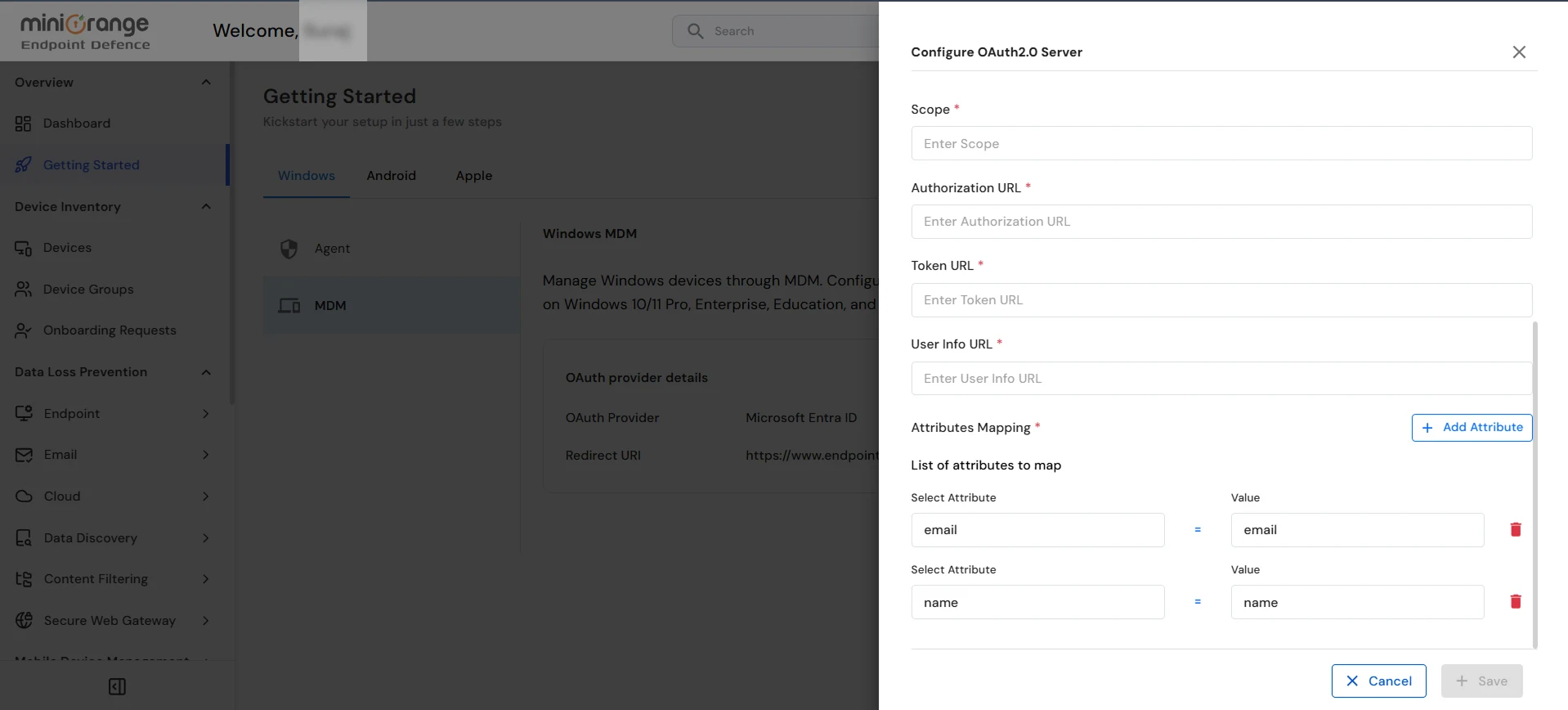 Configure Attribute Mapping for Windows MDM OAuth Provider