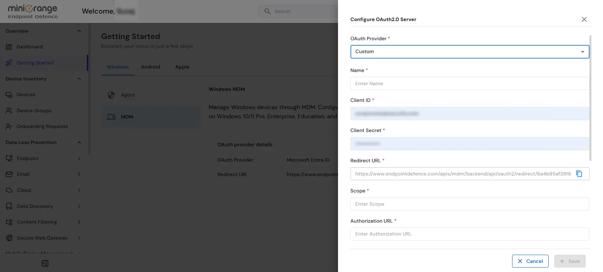 Configure Custom OAuth Provider for Windows MDM