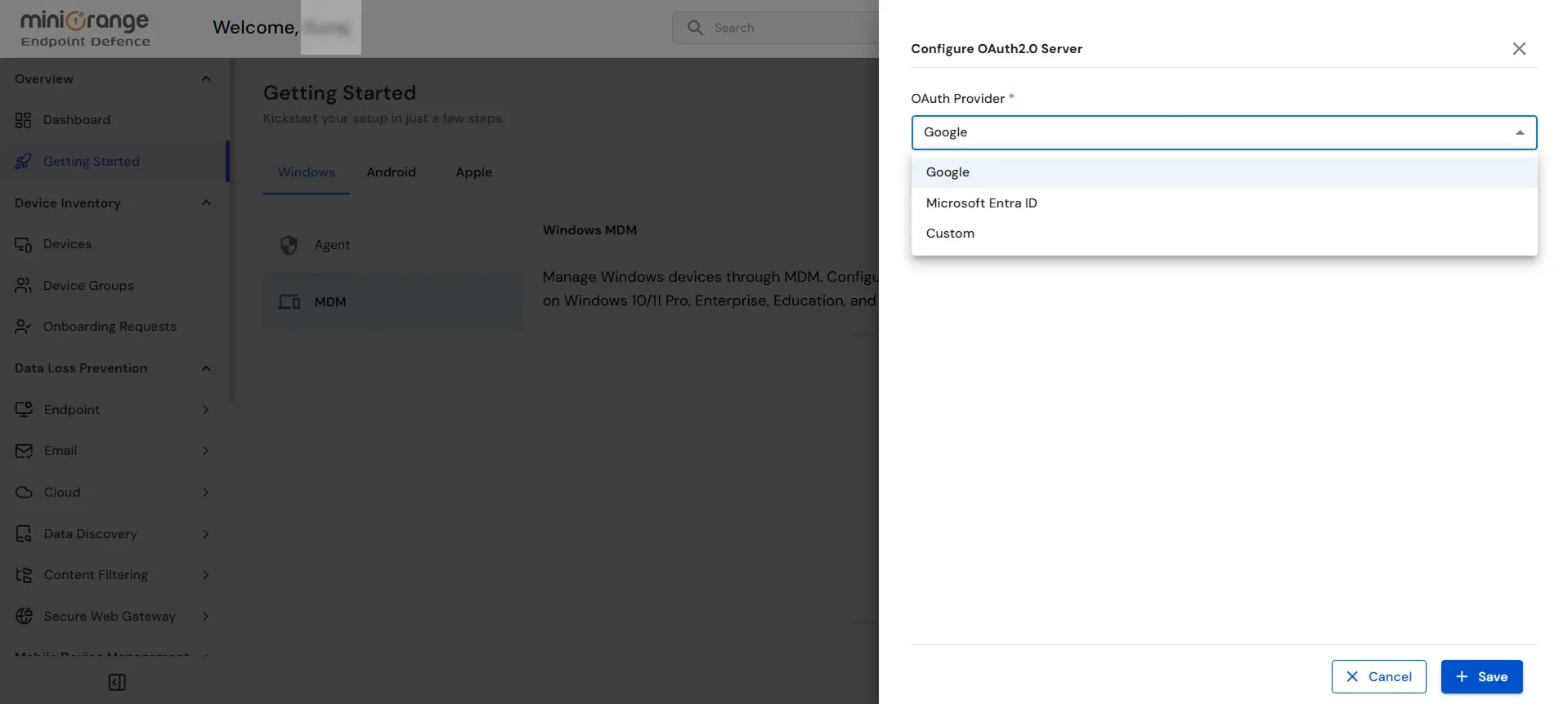 Configure Google or Microsoft Entra ID OAuth Provider for Windows MDM
