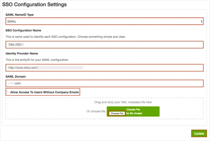 Ultimate Software Single Sign On (sso) import metadata values