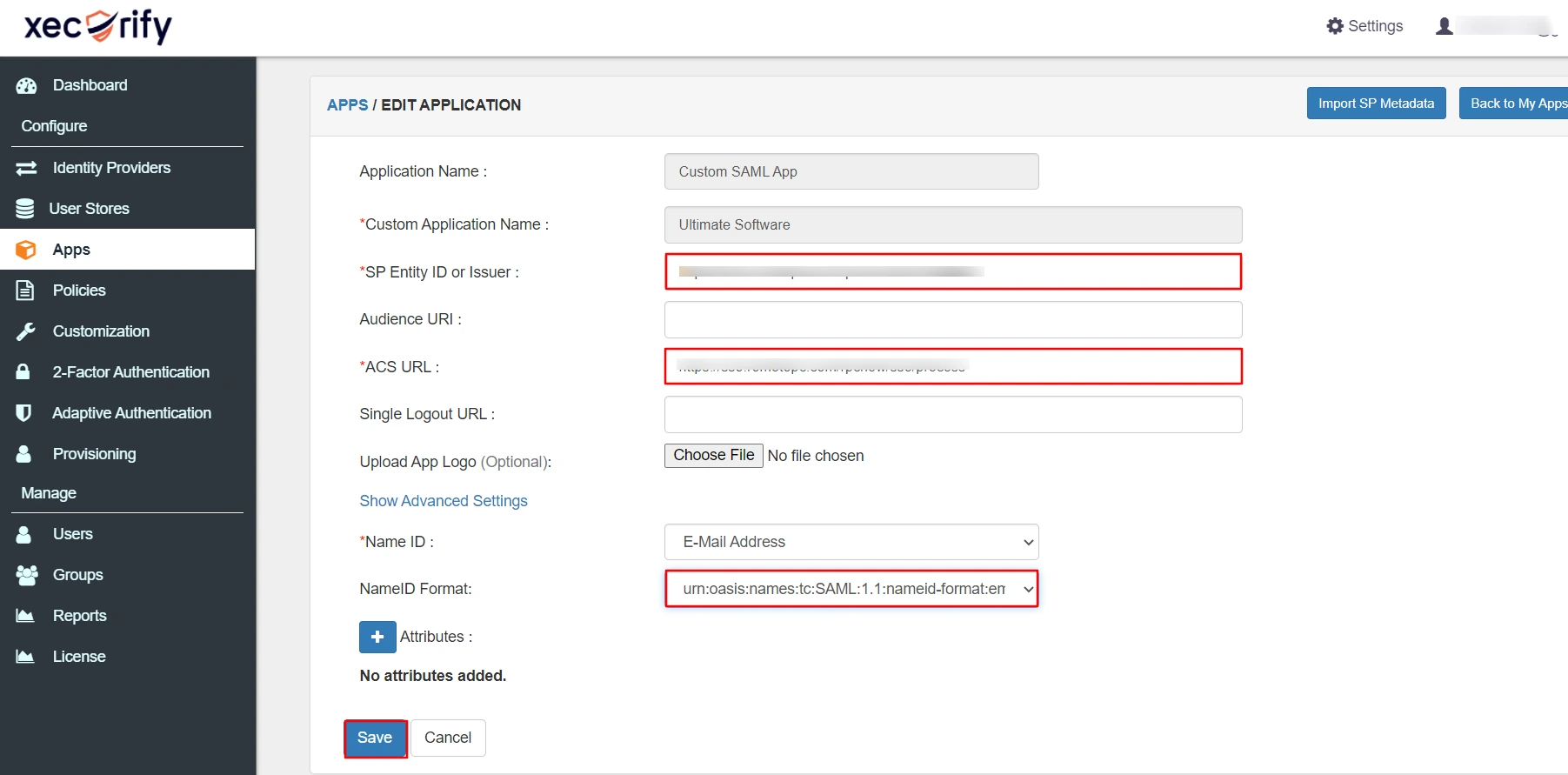 Ultimate Software Single Sign On (sso) Add IDP