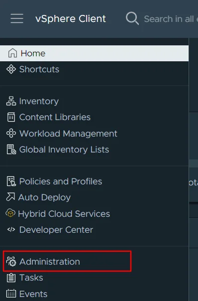 vCenter Single Sign-On - Click on Administration