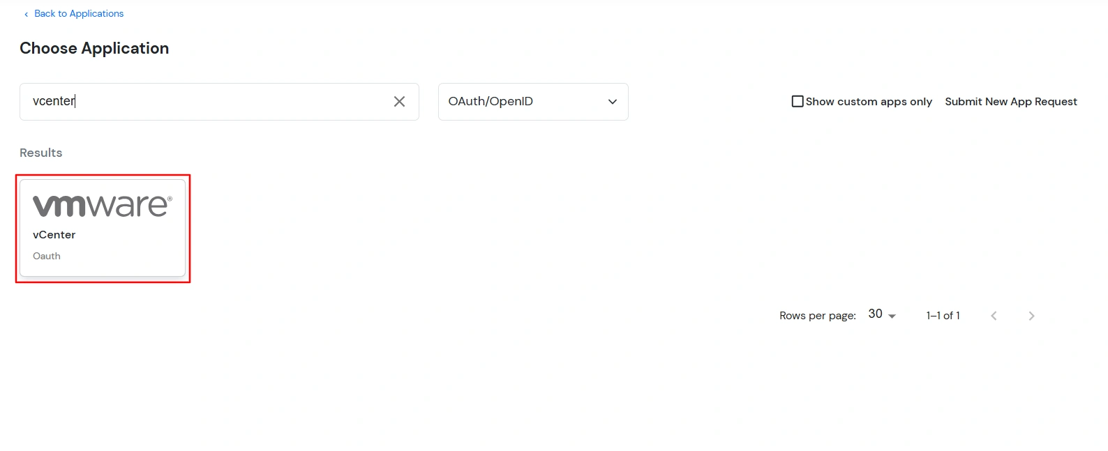 vCenter Single Sign-On (SSO) Select Vcenter