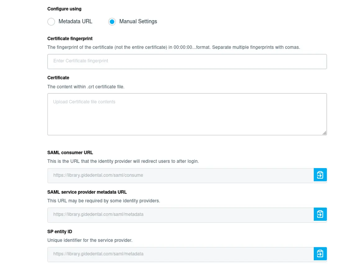 Vimeo Single Sign-On (SSO) provide certificate details