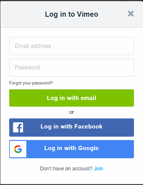 Vimeo SSO saml user loginpage