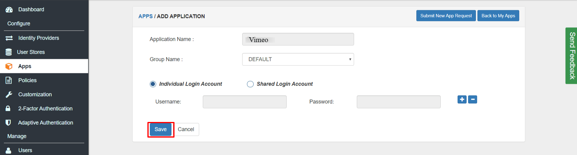 Vimeo Single Sign On SSO saml policy