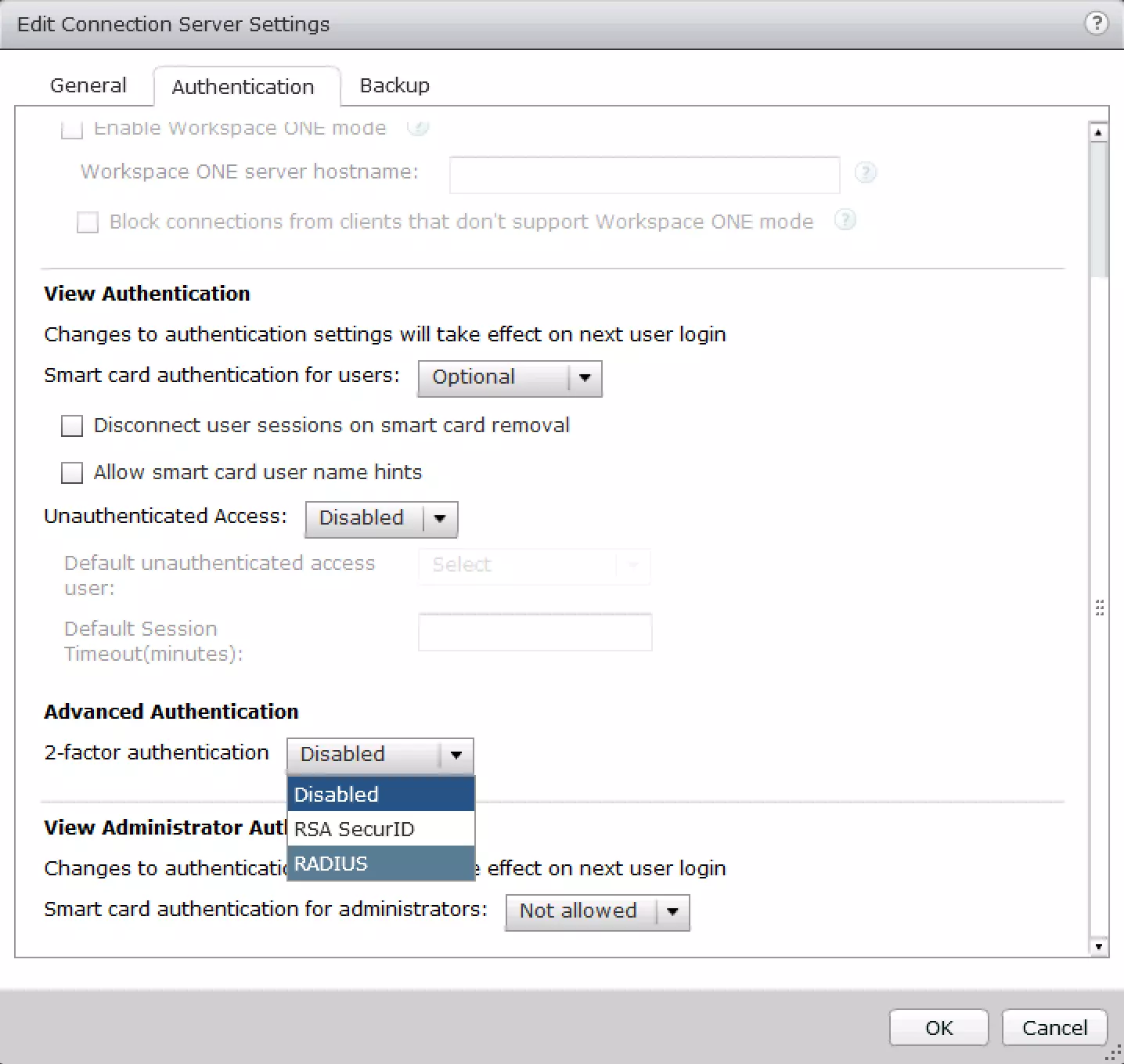 2FA two factor authentication for VMware Horizon View Advanced Authentication
