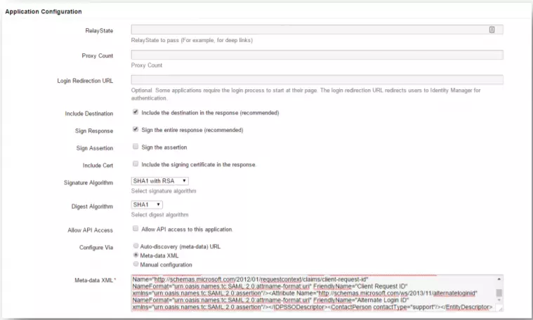 VMWare Identity Manager Single Sign On (sso) metadata link