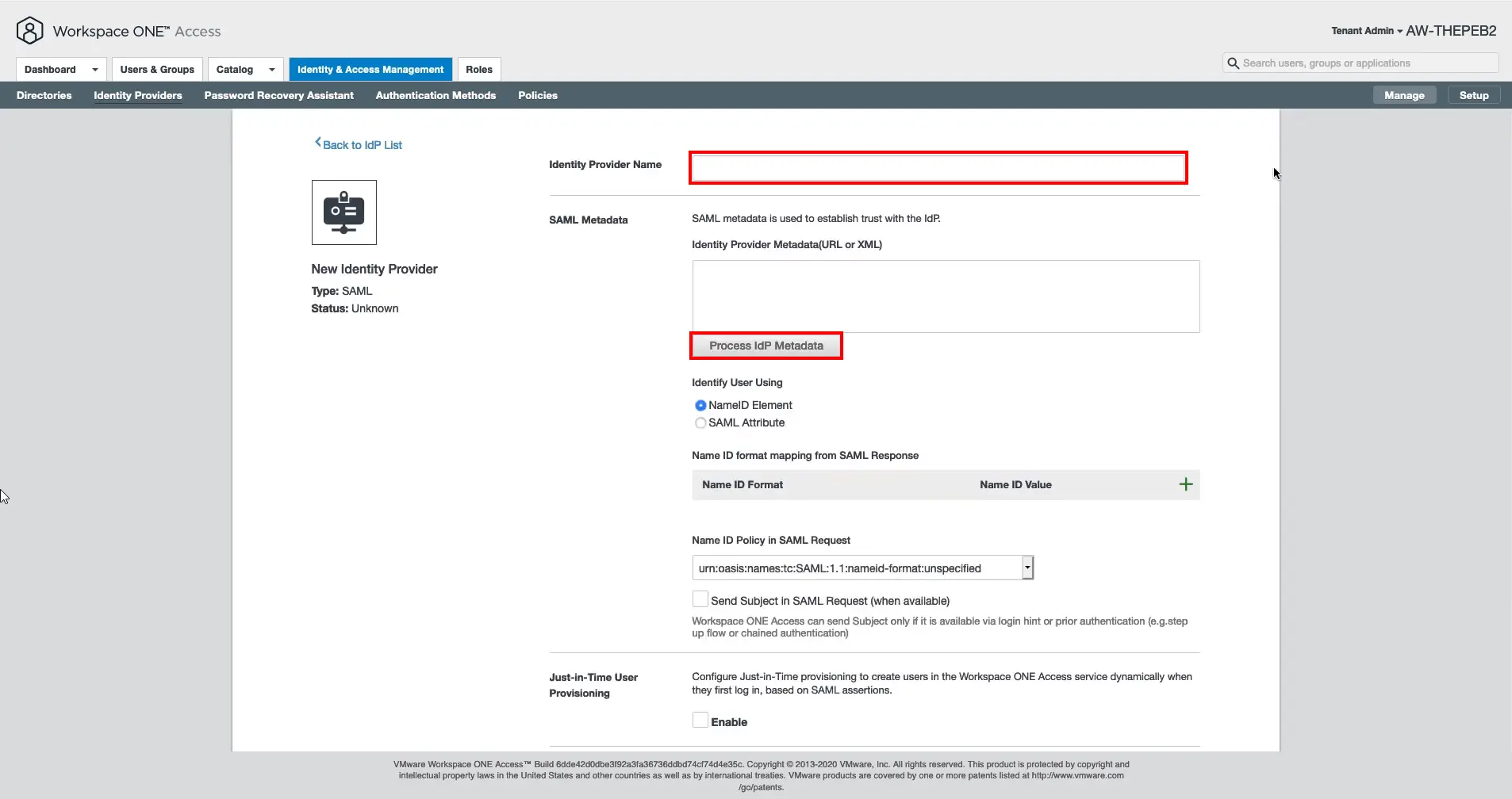 VMWare Workspace ONE Single Sign-On (SSO) Add SAML Application