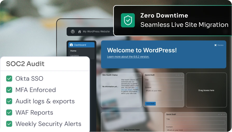 Business migrating WordPress to miniOrange for uptime, SSO, and compliance
