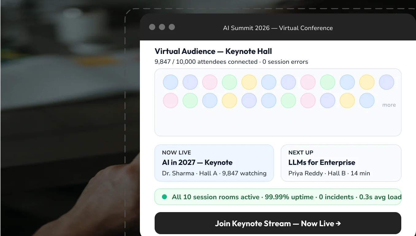 Host 10,000-Attendee Virtual Conferences Without Infrastructure Anxiety