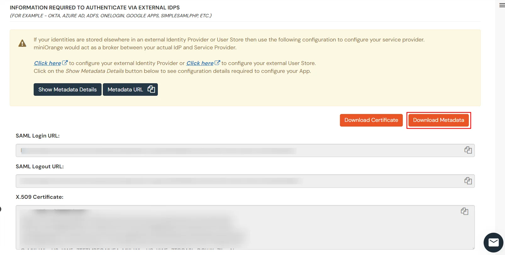 Tableau Online SSO (Single Sign-On): Select Metadata details external IDP or miniOrange as IDP