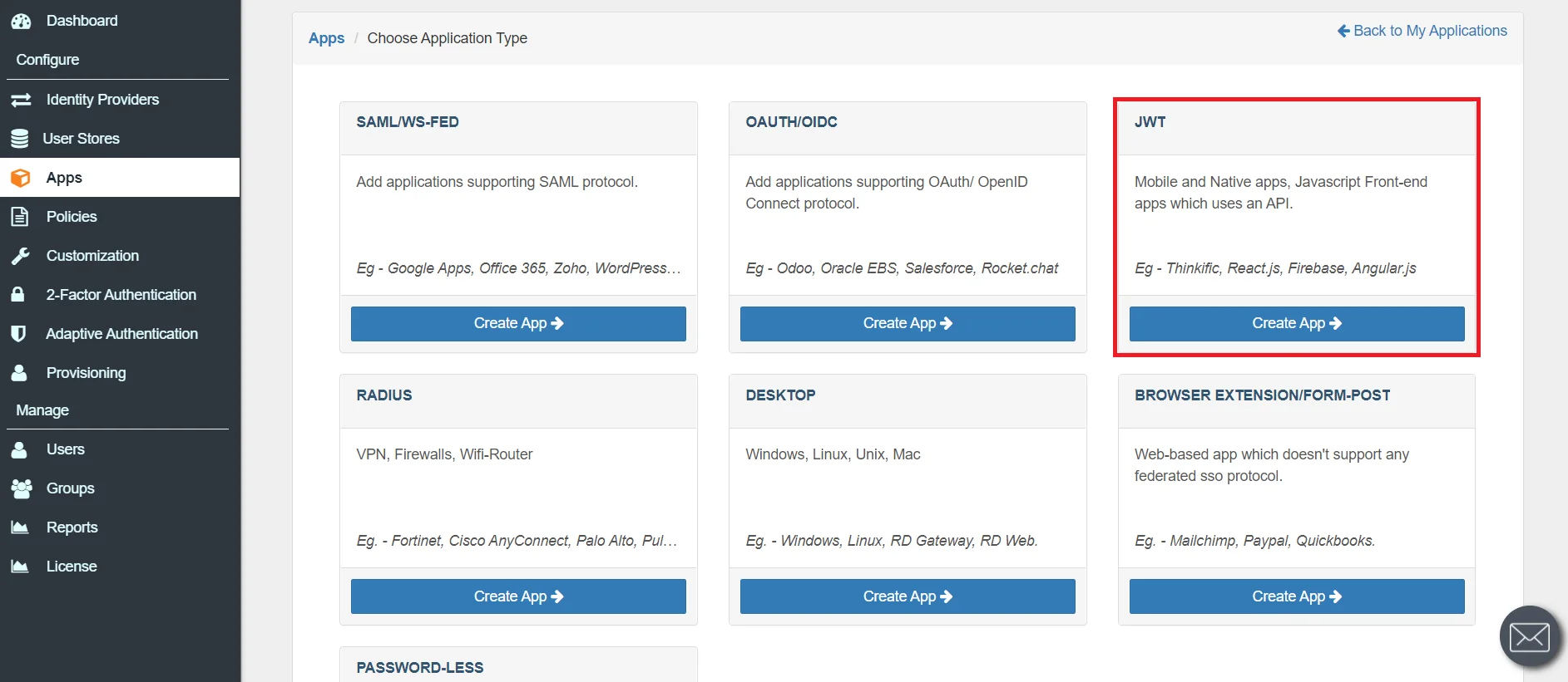 Webflow Single Sign On SSO create app