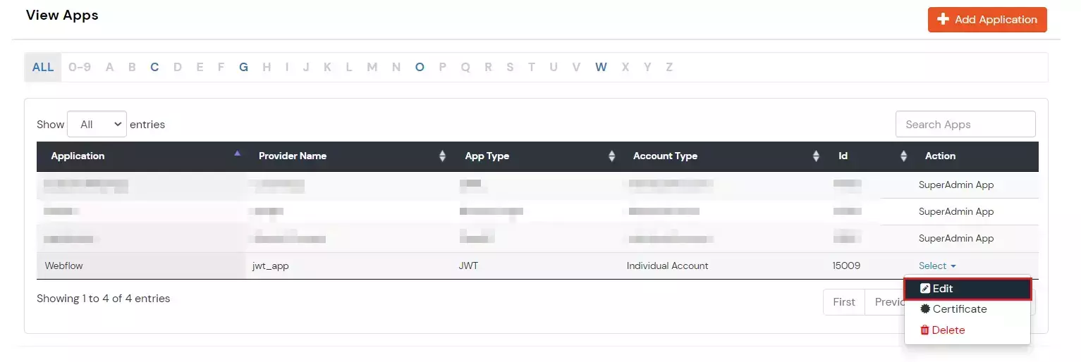 Webflow SSO: Edit app